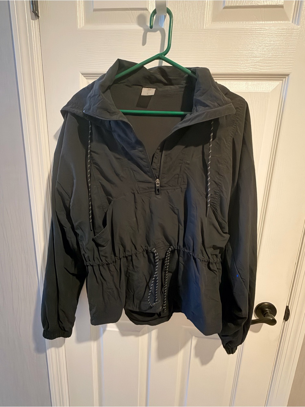 Calia women’s Black Pullover Jacket - Hooded Windbreaker - size medium
